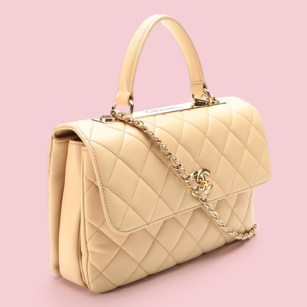 Chanel Lambskin Beige Medium Trendy CC Top Handle Bag - Picture 2 of 13